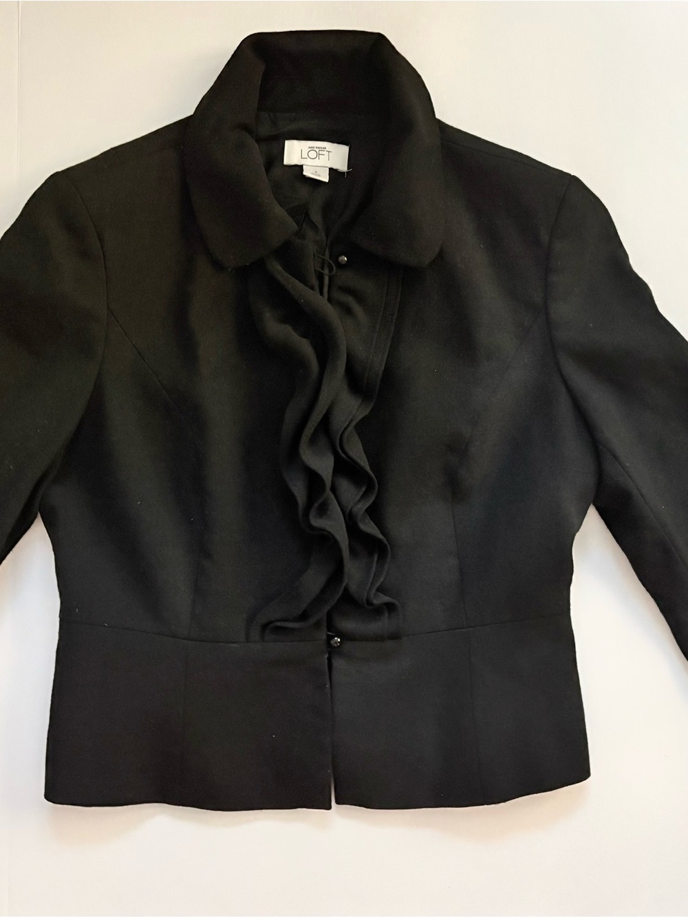 Vintage LOFT Black Ruffled Collar Women’s Women Blazer Jacket Womens Size 4